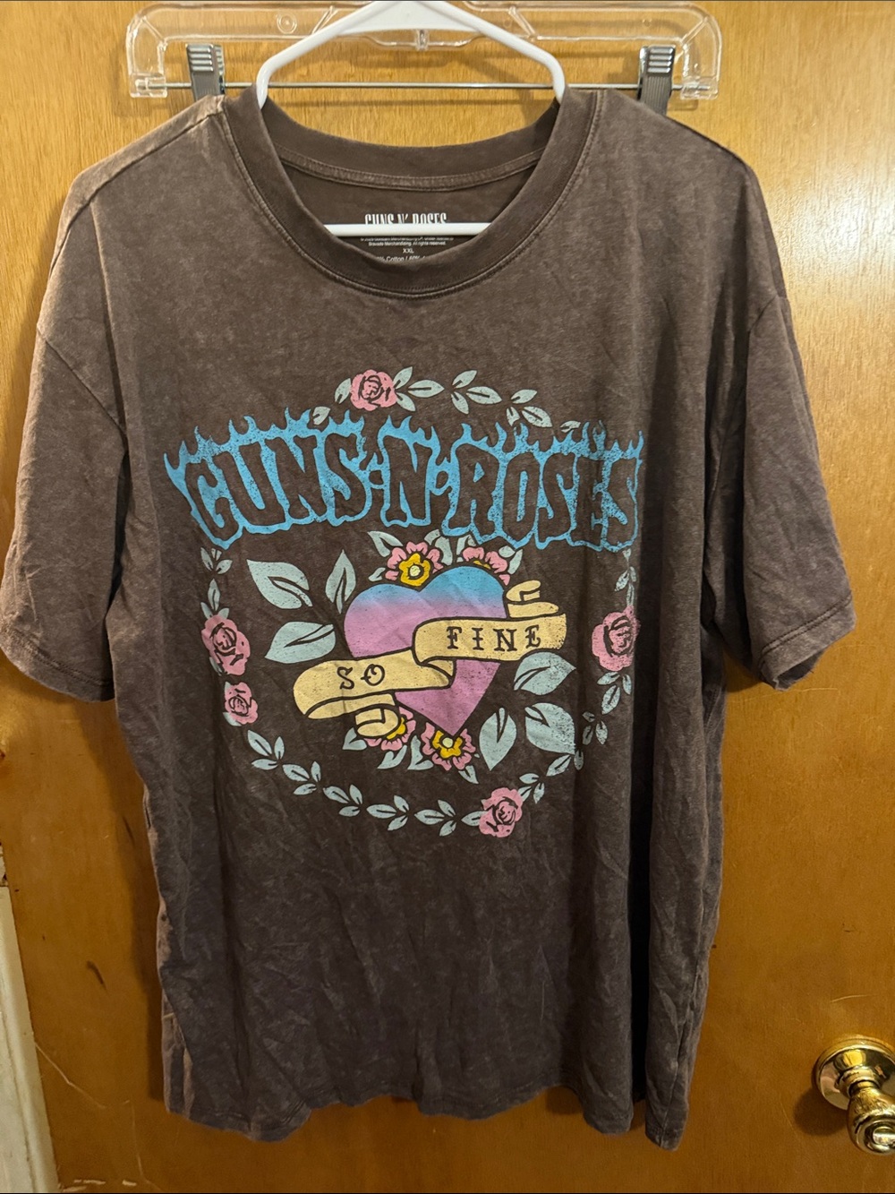 Freeze Brown Guns N' Roses Graphic Tee with Pastel Heart